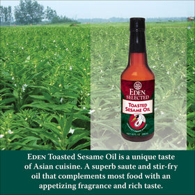 Eden toasted sesame oil in a stir-fry pan adds aroma