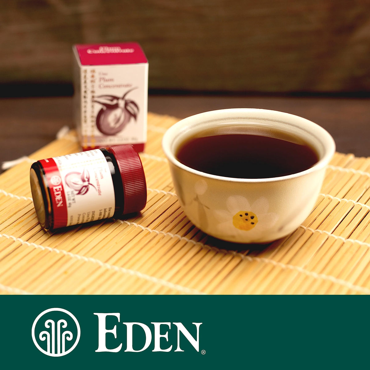 Eden Ume Plum Concentrate pours into water or tea to release aroma.