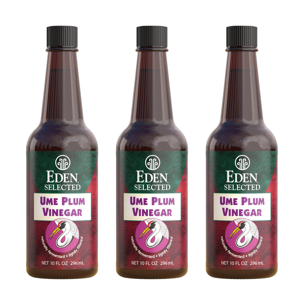 Eden Ume Plum Vinegar bottle on shelf with amber glass for premium storage