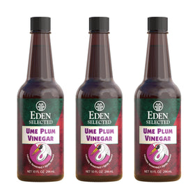 Eden Ume Plum Vinegar bottle on shelf with amber glass for premium storage