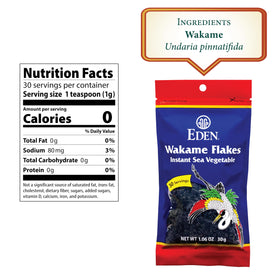 EDEN Wakame Flakes raw leaves close-up, premium texture for rehydration.