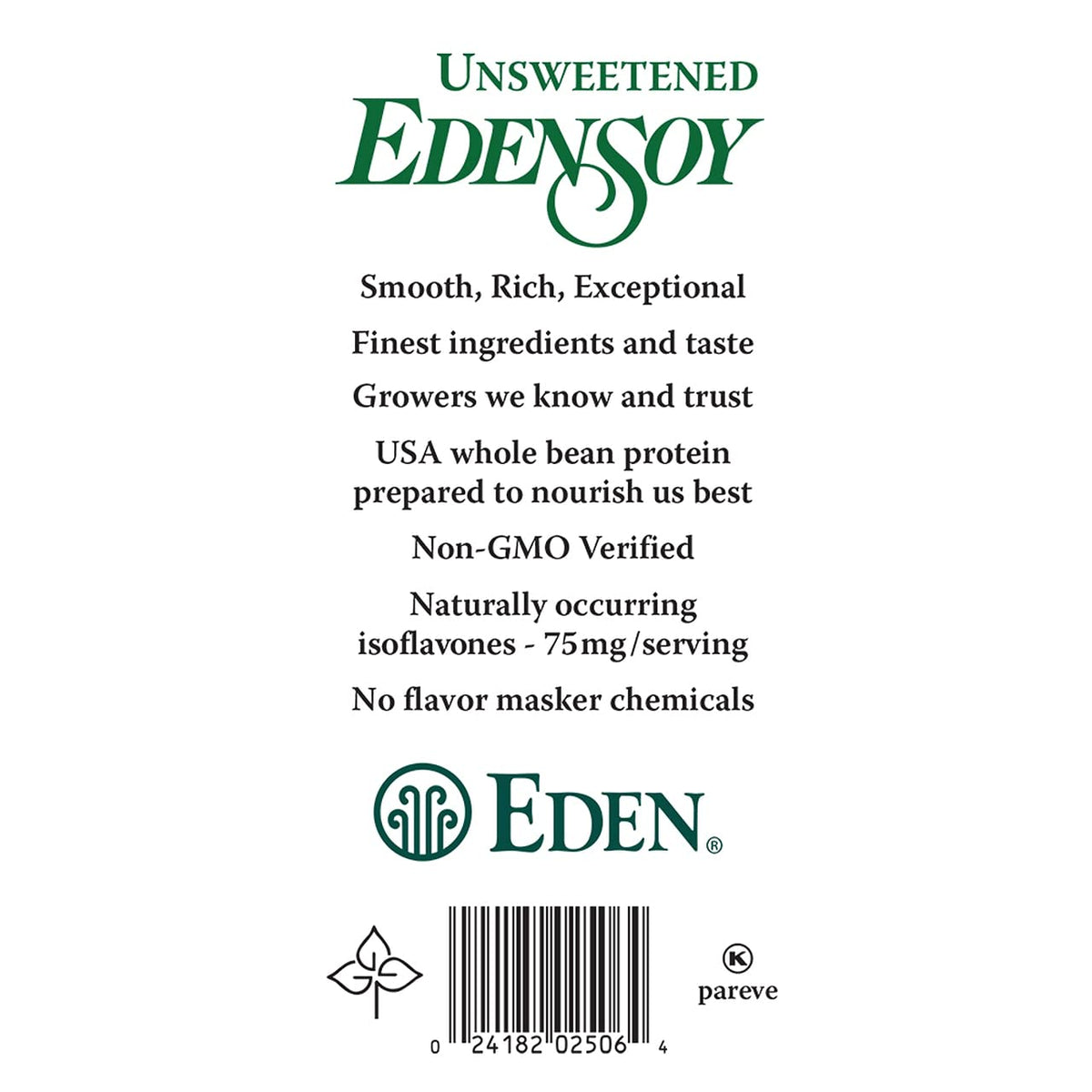 Eden Edensoy product beside ingredients, ideal base for smoothies and baking.