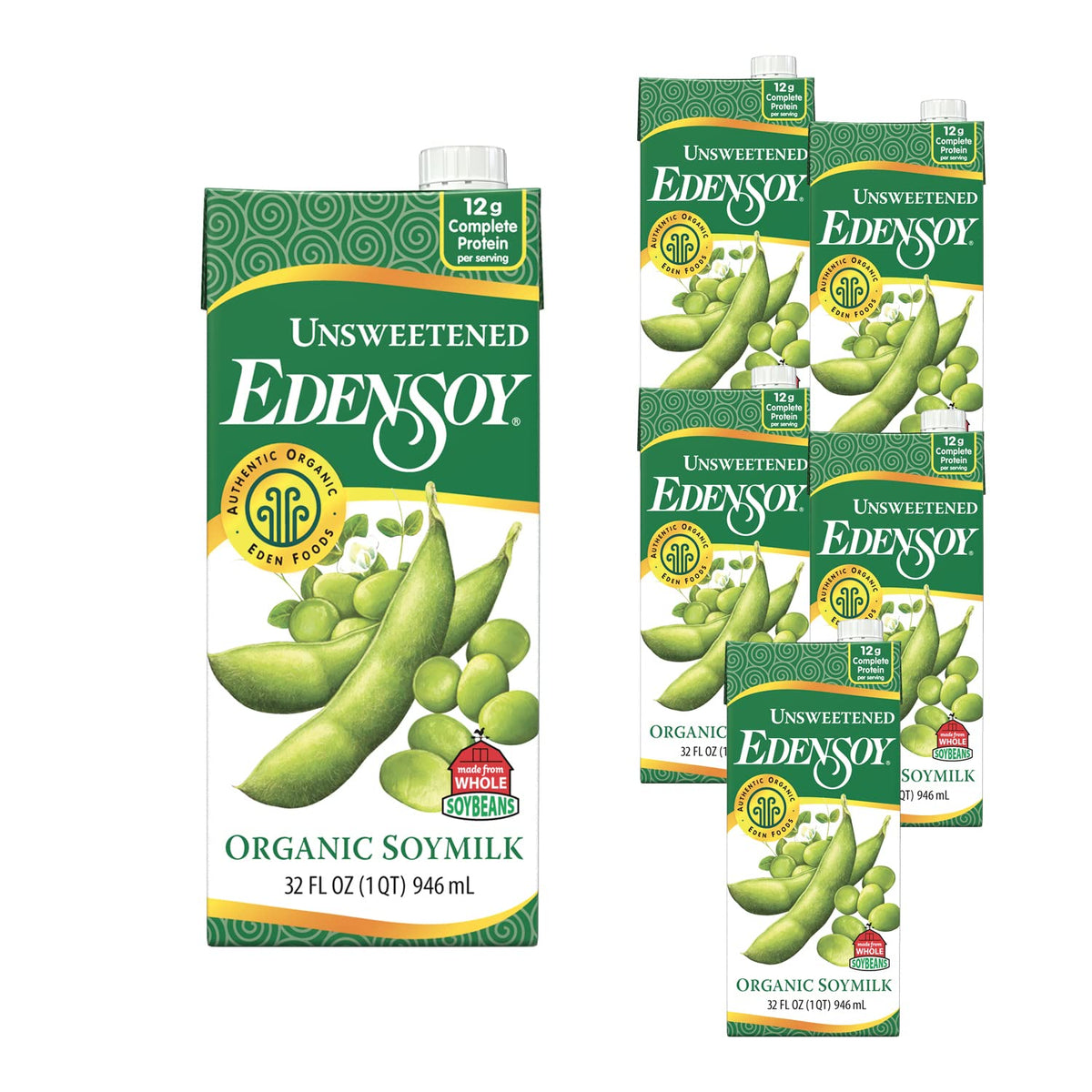 Edensoy unsweetened soymilk carton showing creamy texture for cereal