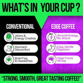 Edge Coffee mold-free Pure Health mug steam evokes rich chocolate caramel notes.