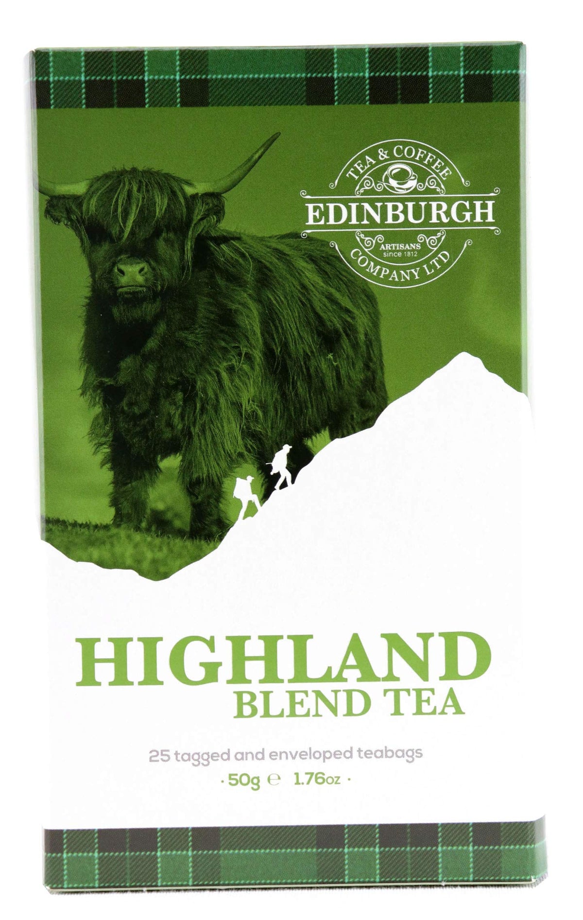 Edinburgh Highland Blend Tea packaging showcases premium Scottish branding for elegant gifting and everyday sipping.
