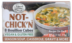 Edward & Sons Not Chick n bouillon cubes 12-pack front view for quick flavor base
