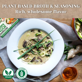 Edward & Sons Organic Vegetable Bouillon Cubes in a bowl, perfect for a quick plant-based broth.