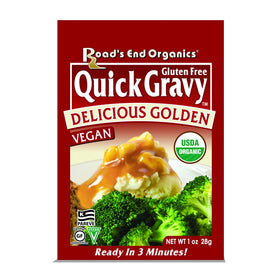 Edward & Sons Roads End Organics golden gravy packets, gluten-free and quick to heat