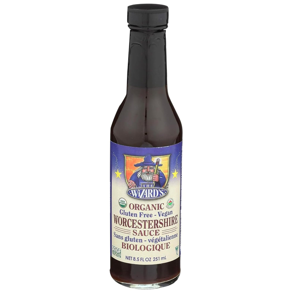 Edward and Sons Wizard's Sauce bottle front shows organic gluten-free vegan Worcestershire