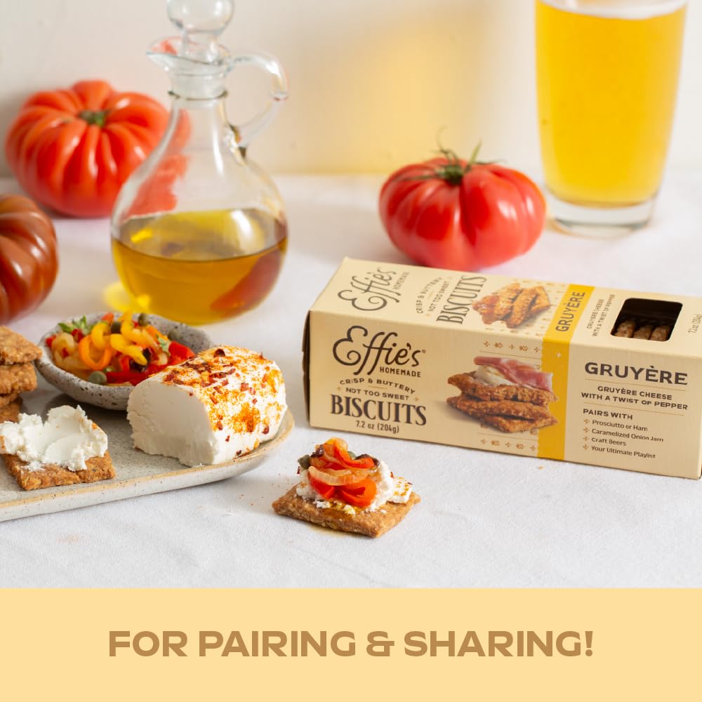 Effie's Gruyère biscuits with caramelized onion jam, elegant tasting option.
