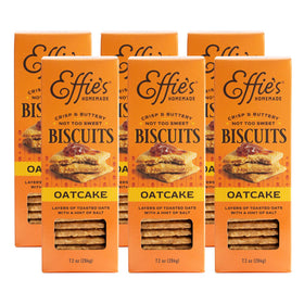 Effie's Oatcakes 6-pack front view, crisp buttered layers with a hint of salt.