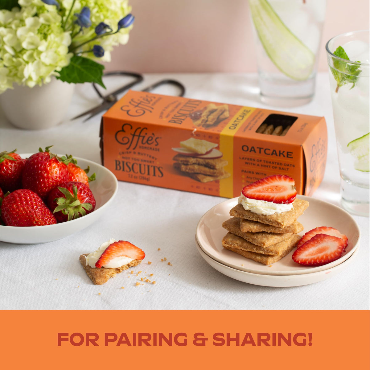 Effie's Oatcakes served with jam, a balanced tea-time pairing.
