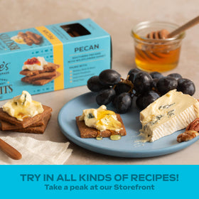 Effie's Pecan Biscuits on wooden board inviting a rustic snack moment