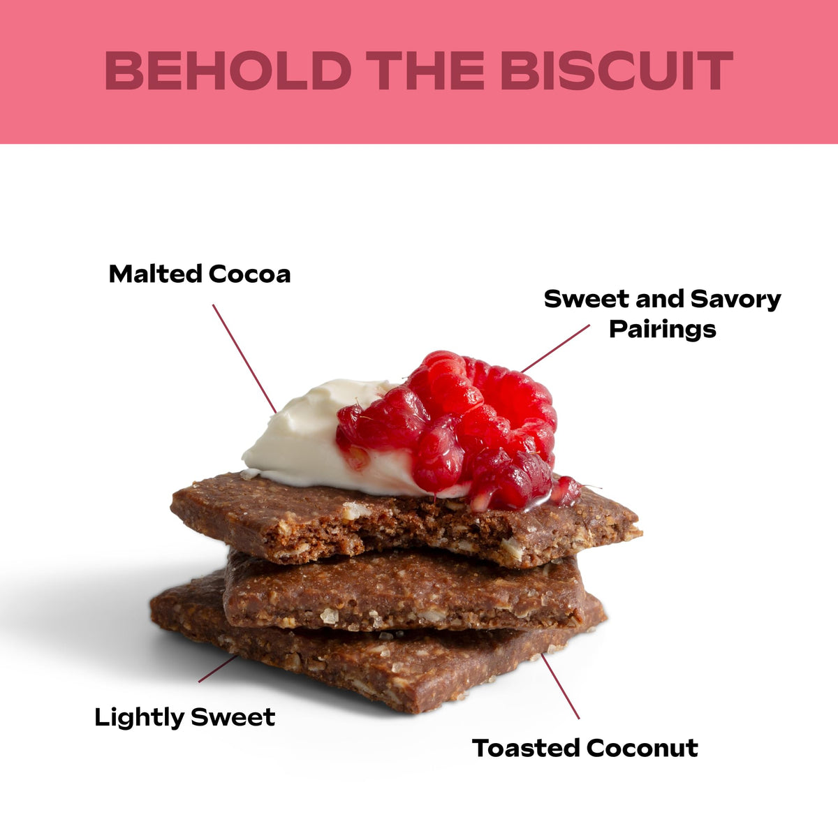 Effie's Cocoa Biscuits display oats and toasted coconut for pairing.