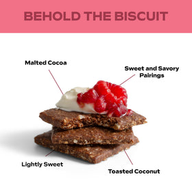Effie's Cocoa Biscuits display oats and toasted coconut for pairing.
