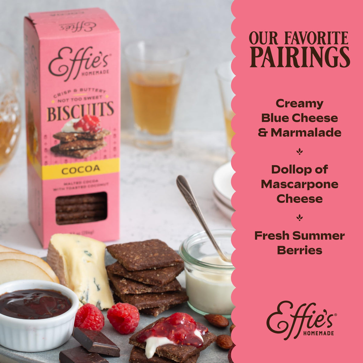 Effie's Homemade Corn biscuits close-up, versatile for snacking and recipes.