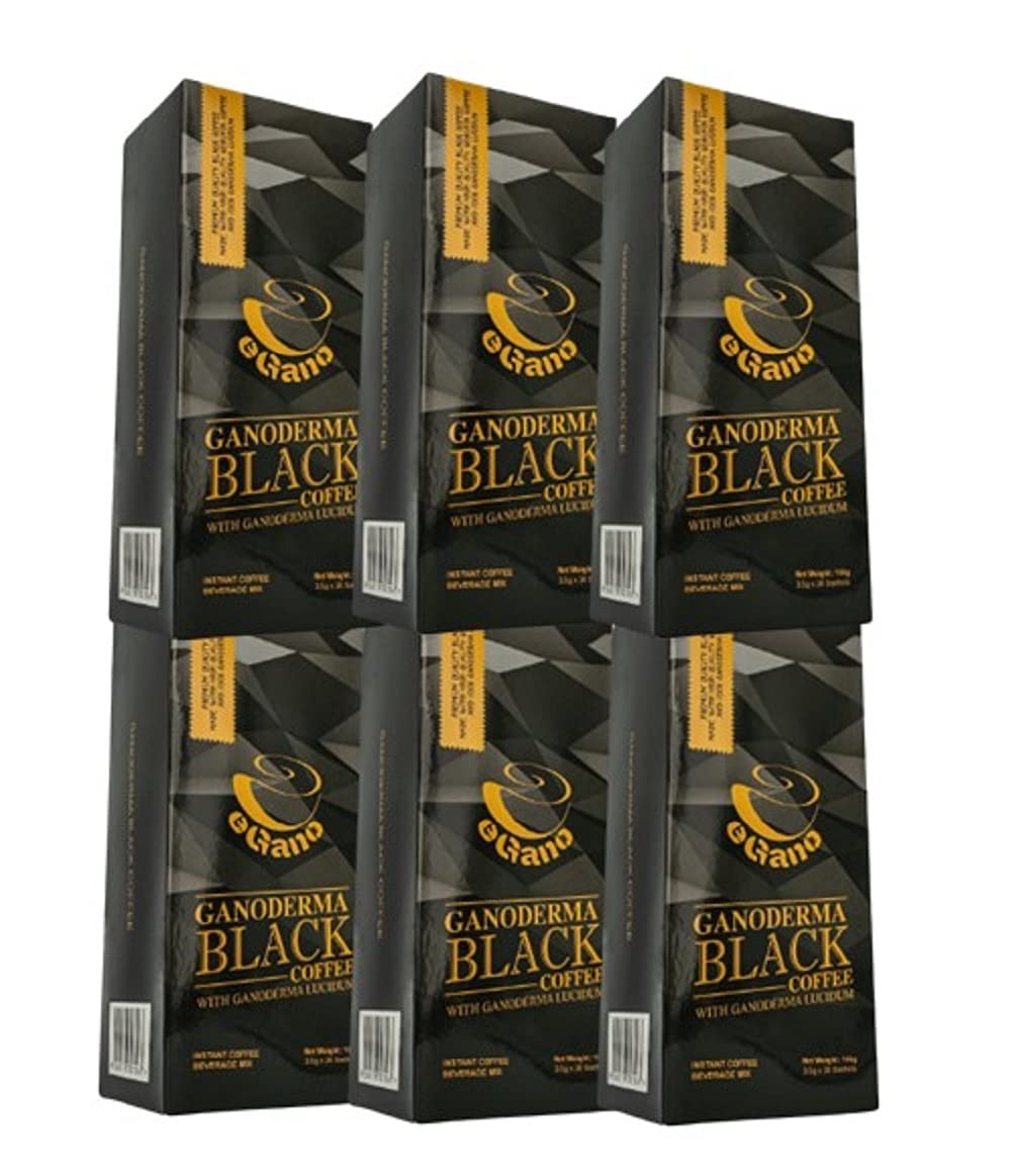 eGano Ganoderma Black Coffee packaging boxes show six-box bundle for daily use
