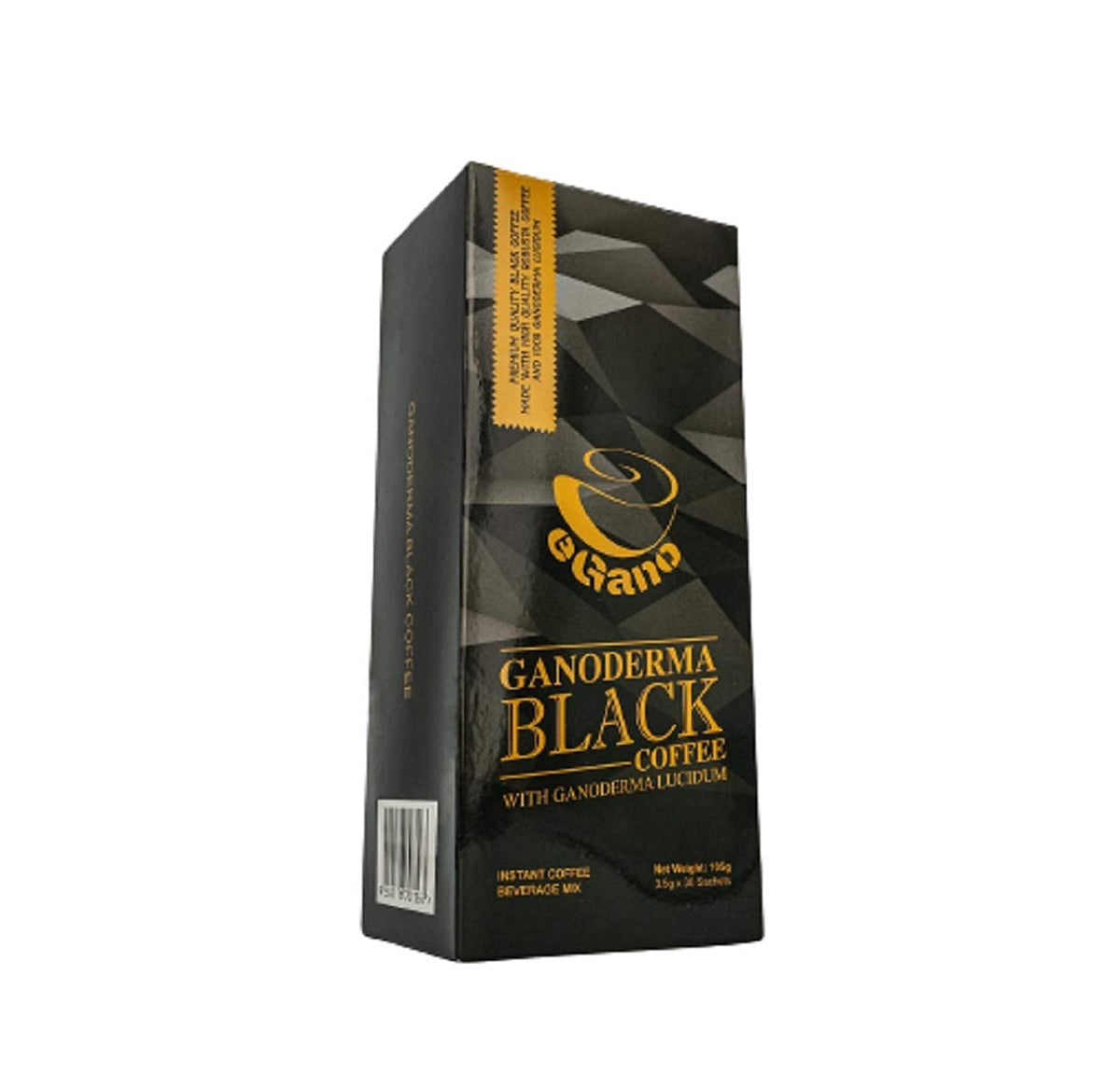 Steaming cup of eGano Ganoderma Black Coffee with a smooth, bold flavor.