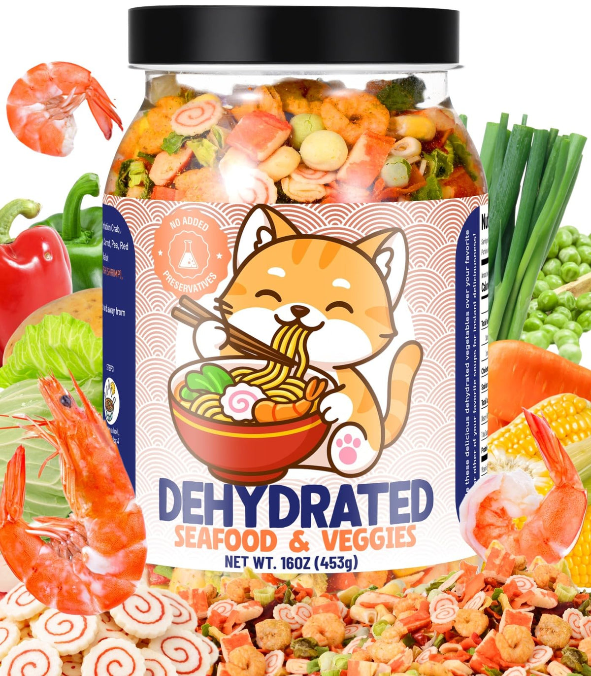 Egcina 16oz freeze-dried seafood and vegetable mix bulk pack for quick, versatile toppings