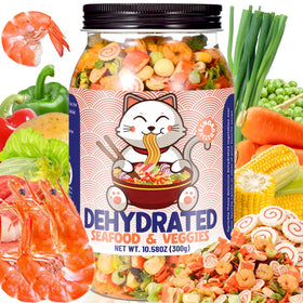 Egcina Dehydrated Seafood and Vegetable Mix in a bowl ready to boost flavor and texture