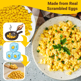 Egcina freeze-dried eggs add protein-rich flavor to quick noodle bowls.