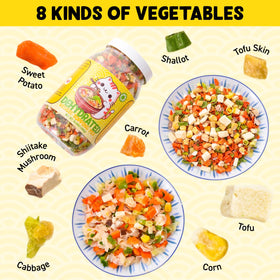 Egcina dried vegetables with tofu slices for quick protein-rich ramen additions.
