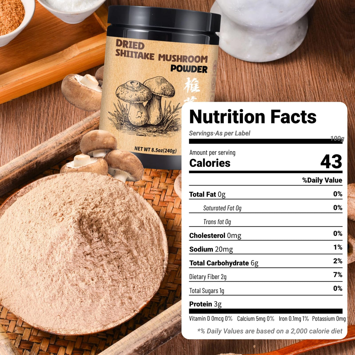 Egcina Shiitake powder in ramen broth enhancing savory depth.