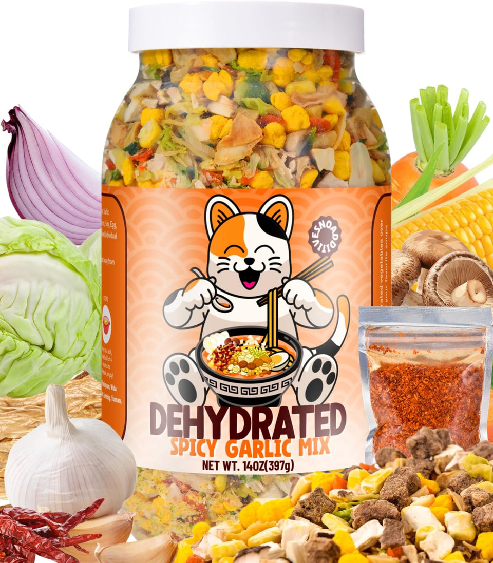 Egcina spicy garlic mix ramen toppers jar boosts rich garlic-forward ramen broth