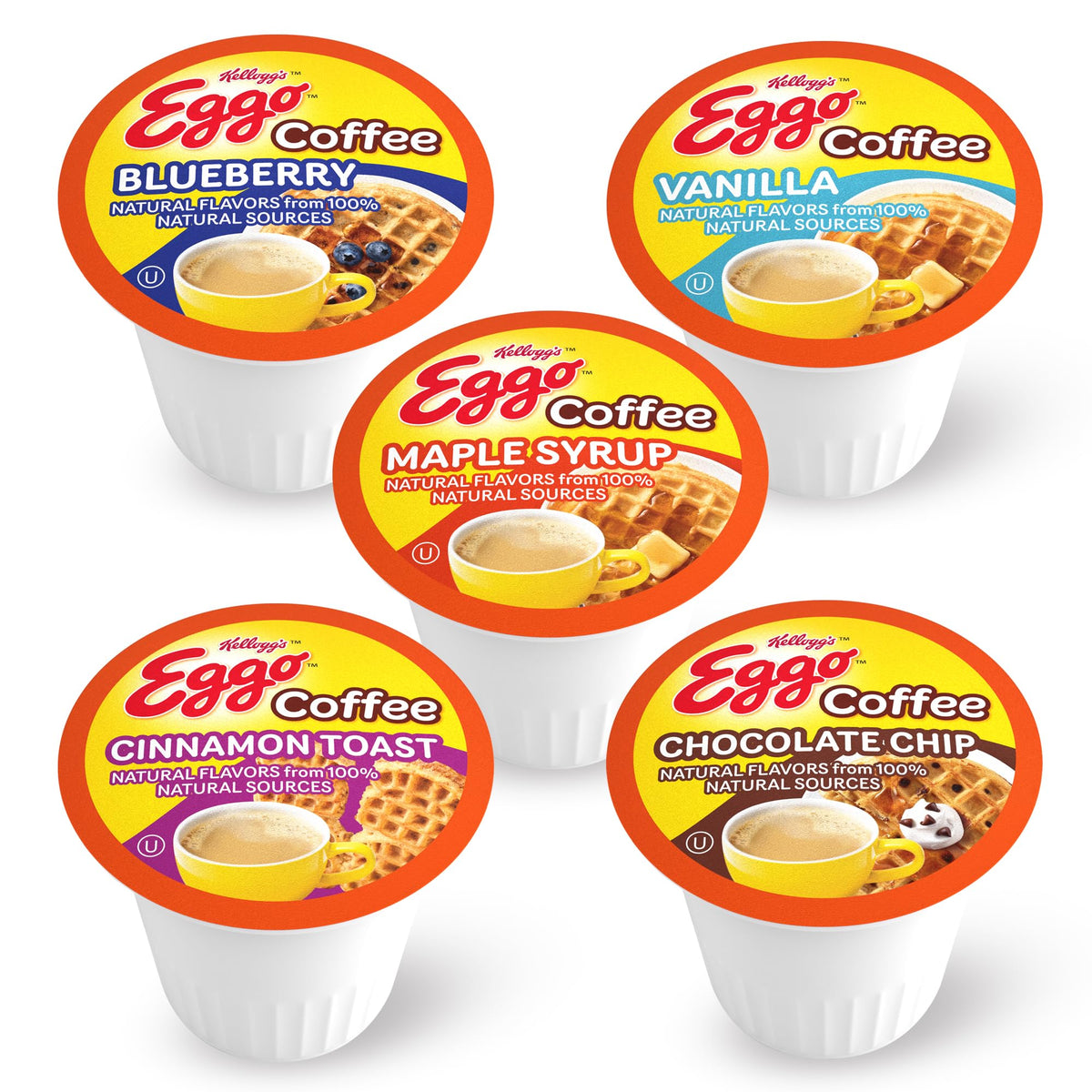 Eggo Beverages Cinnamon waffle coffee pod; warm spice enhances cozy mornings.