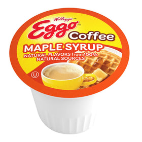 Cup of coffee beside Eggo Maple Syrup Waffle pod for a cozy breakfast ritual.