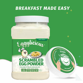 Eggylicious long-shelf-life USA-made packaging suggests lasting freshness.