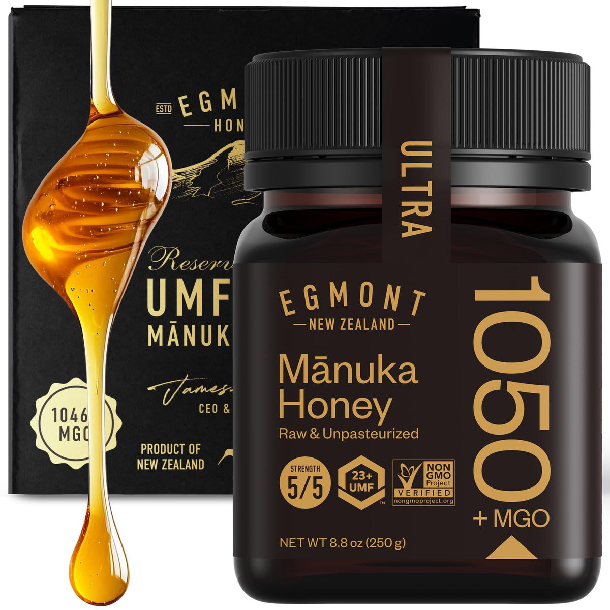 Egmont Honey Manuka UMF23 bottle with rich flavor for everyday enjoyment.