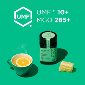 Egmont Honey MGO 265 and UMF 10+ label showing quality and authenticity.