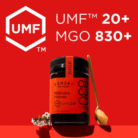 Egmont Honey UMF 20+ label highlights potency and quality