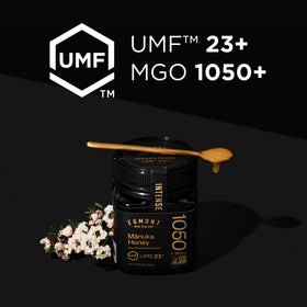Egmont Honey UMF23 MGO1050 label signals lab-verified strength.