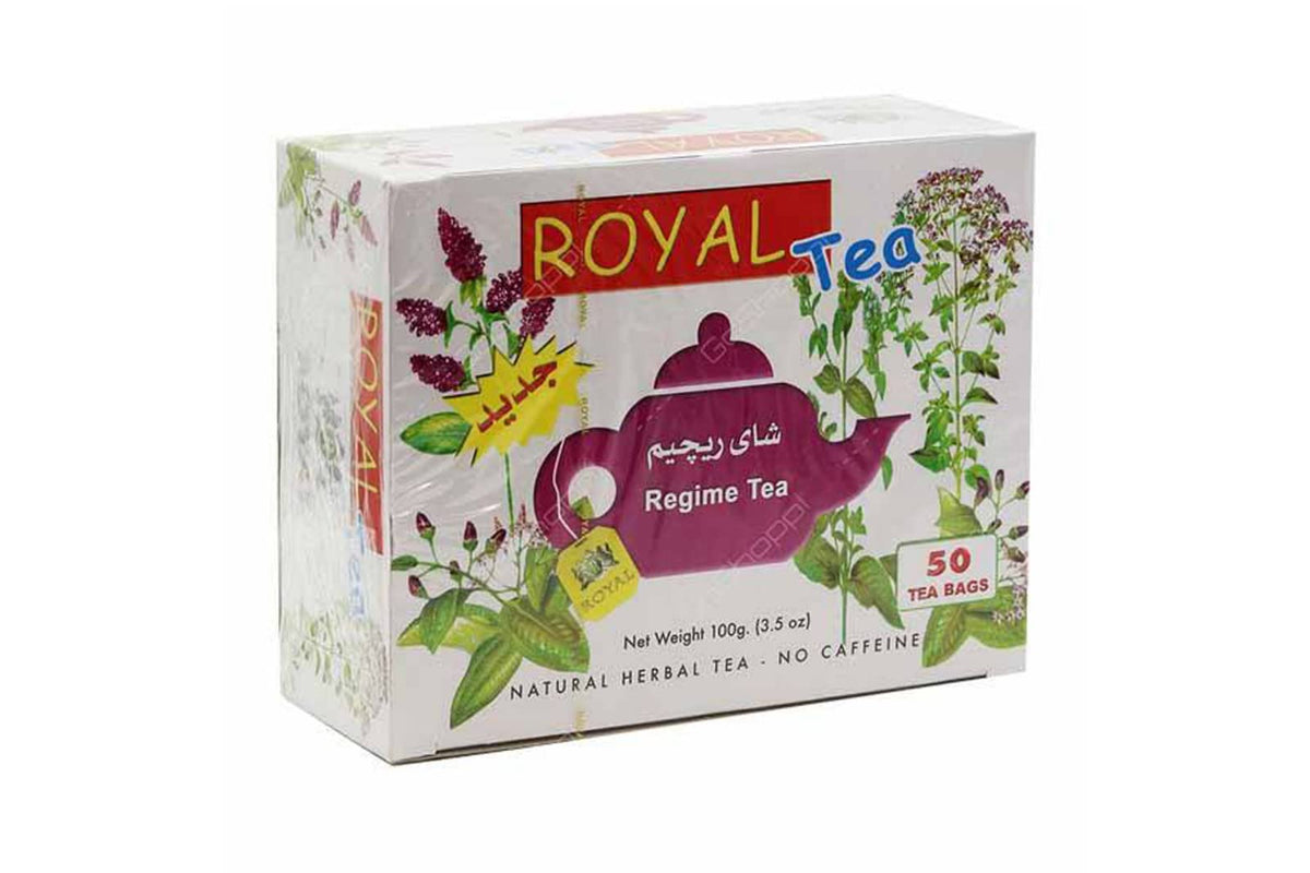 Close-up of Royal Regime Tea bags, rich flavor ready to brew.