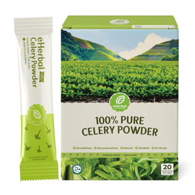 eHerbal Pure Nature celery powder box front, ideal for quick, on-the-go meals