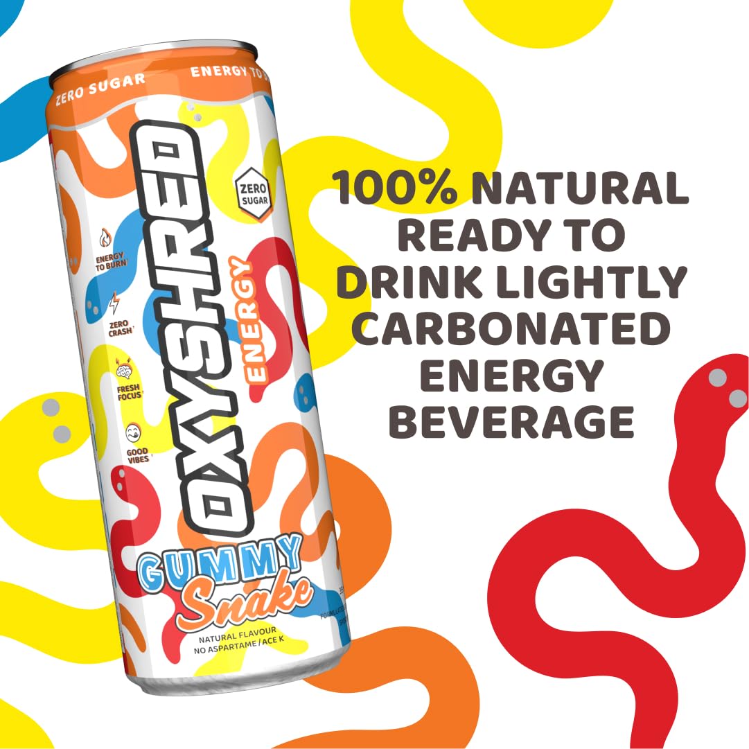 OxyShred ingredients label showing a vitamin-rich, sugar-free formula.