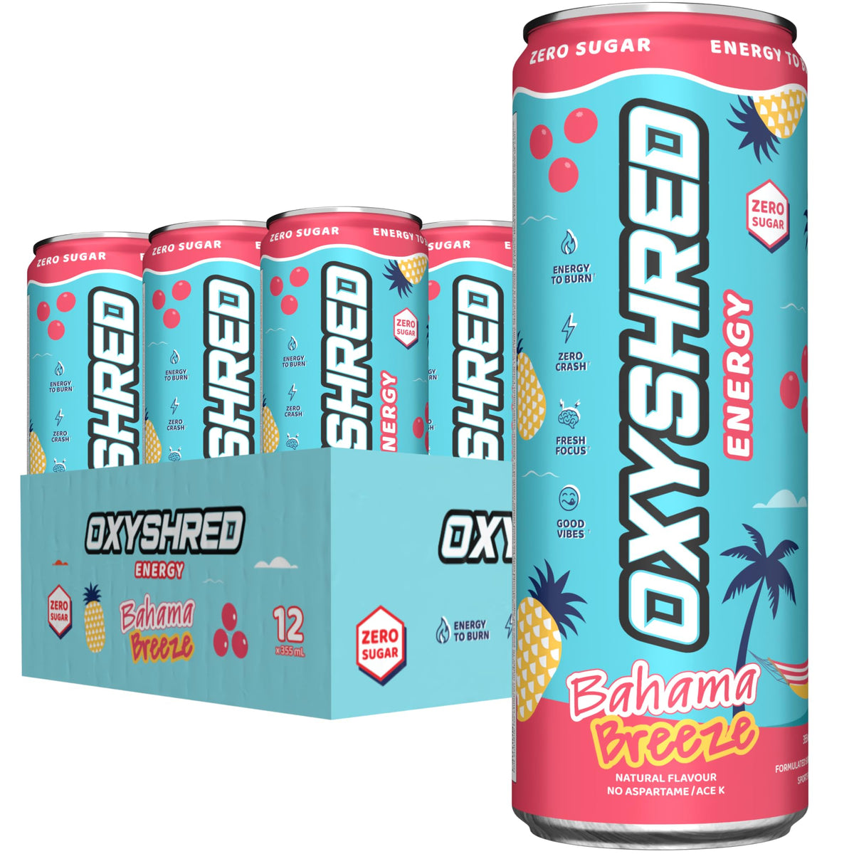 EHP Labs OxyShred Bahama Breeze can showcasing refreshing energy
