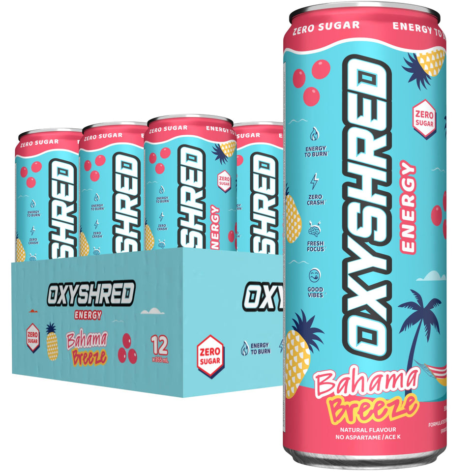 EHP Labs OxyShred Bahama Breeze can showcasing refreshing energy