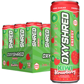EHP Labs OxyShred kiwi strawberry bottle pouring for refreshing energy