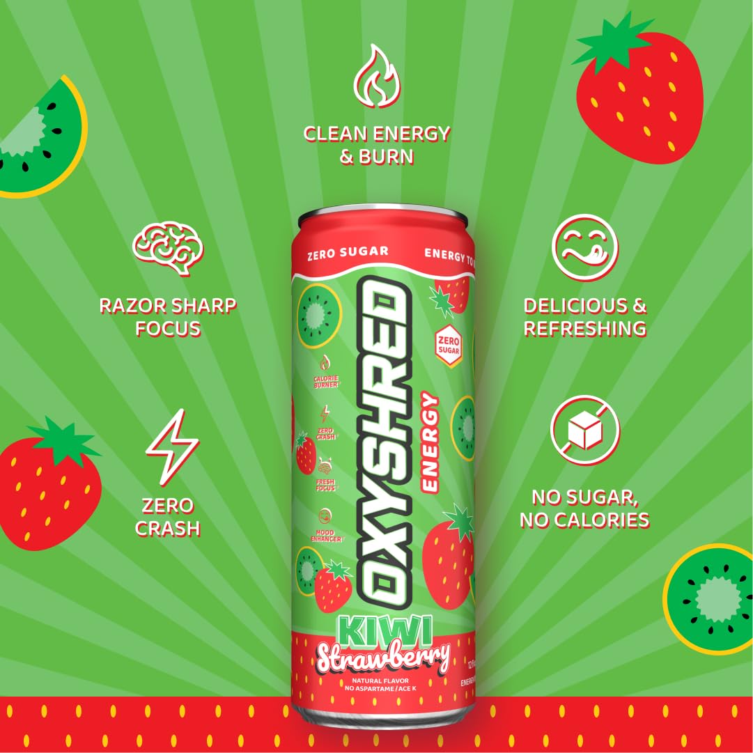 OxyShred kiwi strawberry visual with green tea extract and L-Carnitine benefits