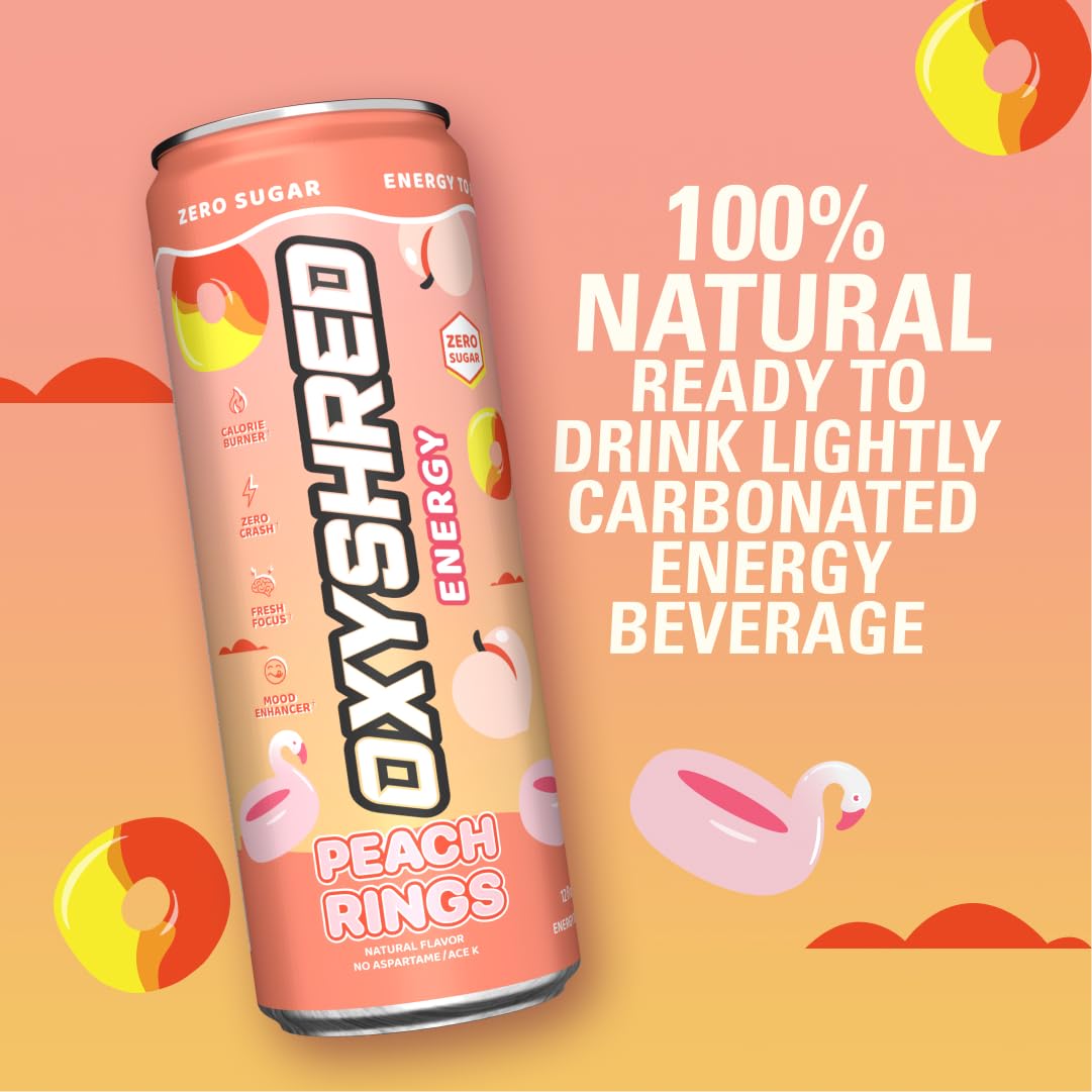 EHP Labs OxyShred Peach Candy Rings 12 pack for easy daily energy choices