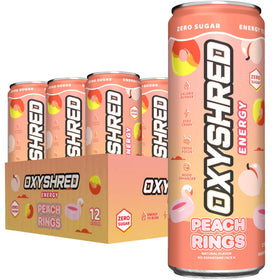 EHP Labs OxyShred Peach Candy Rings front can offering zero sugar energy on the go