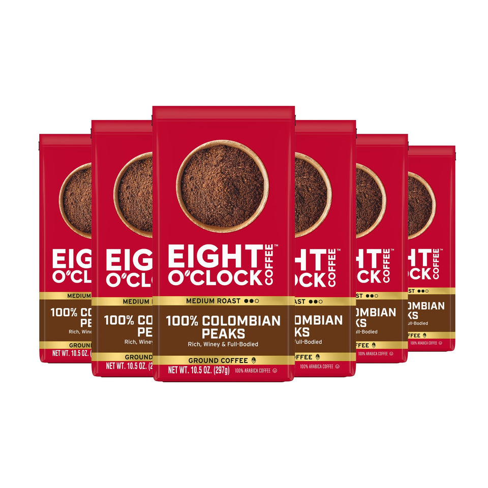 Eight O'Clock Coffee 100% Arabica ground bag with rich aroma ready to brew