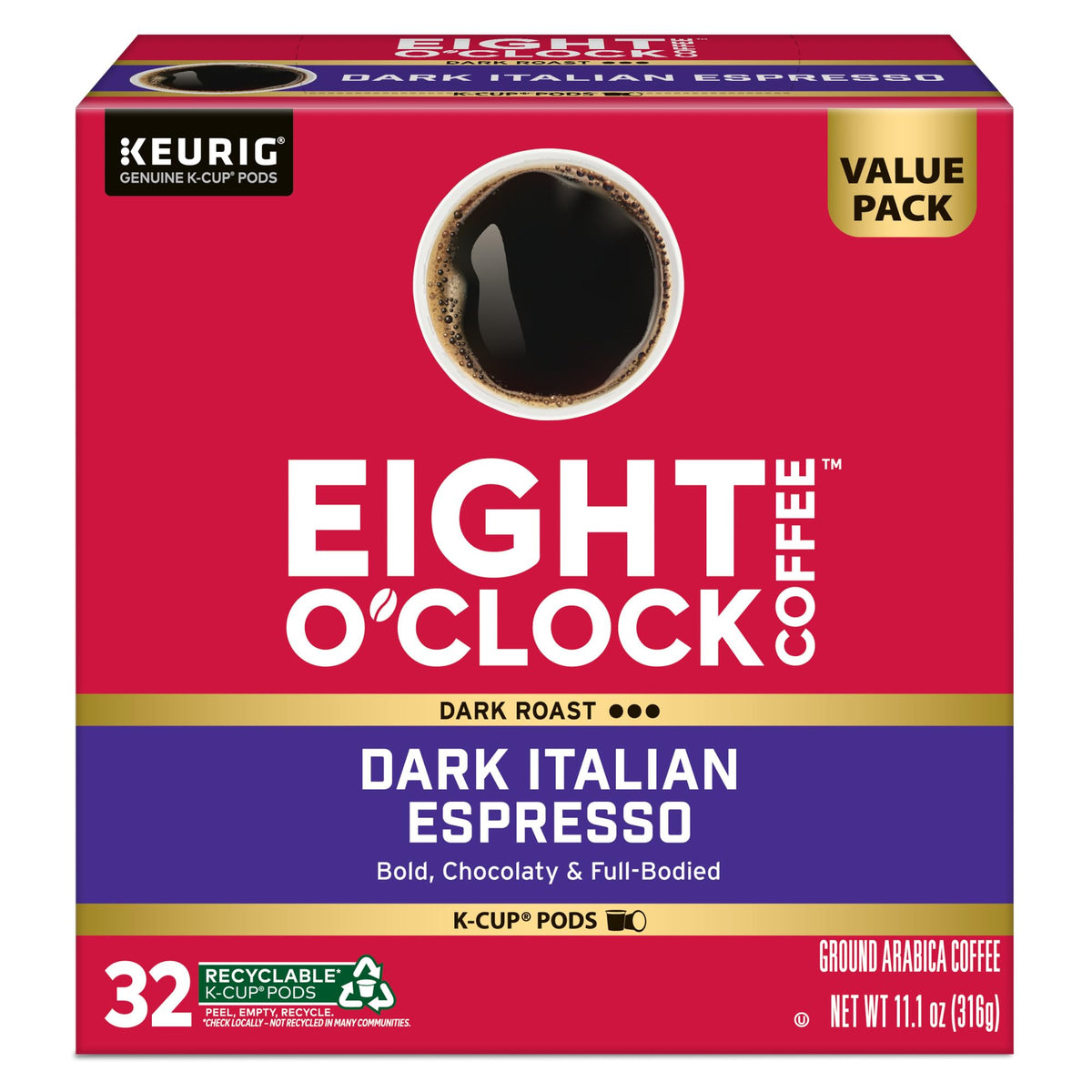 Close-up of Eight O'Clock coffee aroma with Italian-inspired notes.
