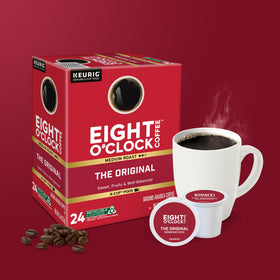 Eight O'Clock Coffee aroma-steam closeup highlights inviting scent before sip.