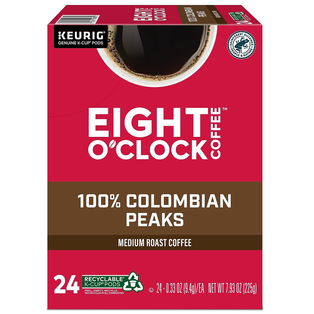Eight O'Clock Colombian Peaks beans close-up emphasizing rich aroma for morning ritual.