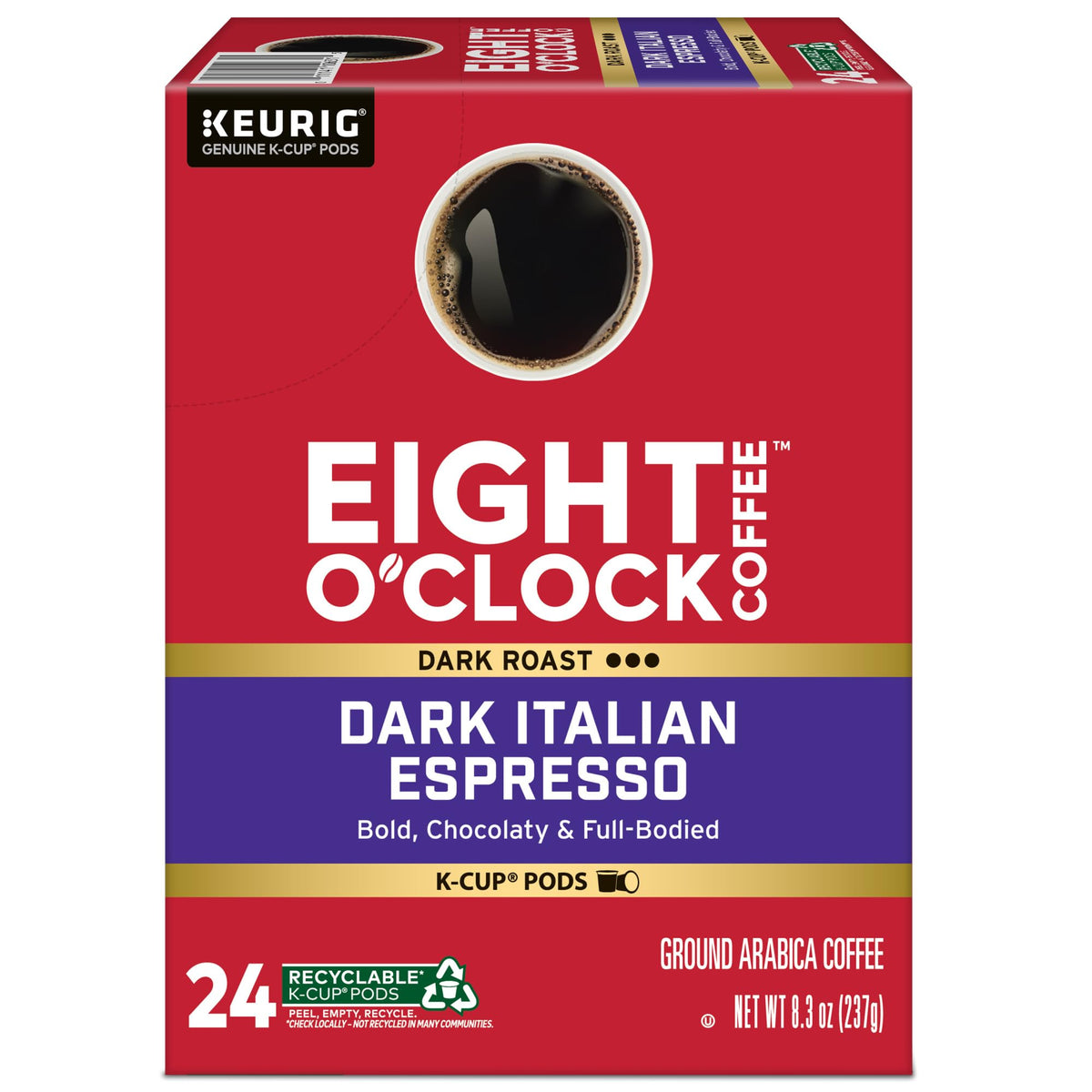 Eight O'Clock Dark Italian Roast used for espresso-style beverages