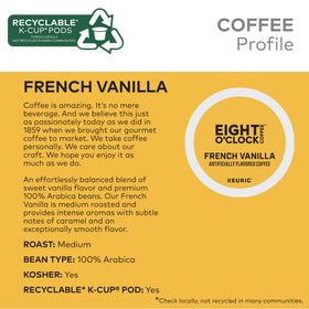 Eight O'Clock Coffee French Vanilla packaging label with branding